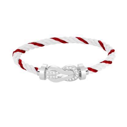 [baslovejewels]チャンス ラージ 8 フィギュア バックル ハーフ ダイヤモンド ブレスレット シルバー