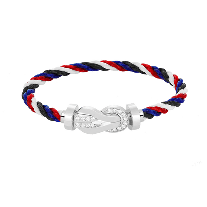 [baslovejewels]チャンス ラージ 8 フィギュア バックル ハーフ ダイヤモンド ブレスレット シルバー