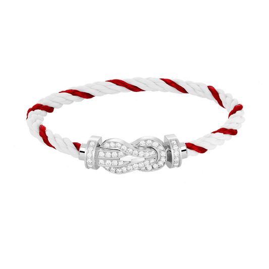 [baslovejewels]チャンス ラージ 8 フィギュア バックル フル ダイヤモンド ブレスレット シルバー