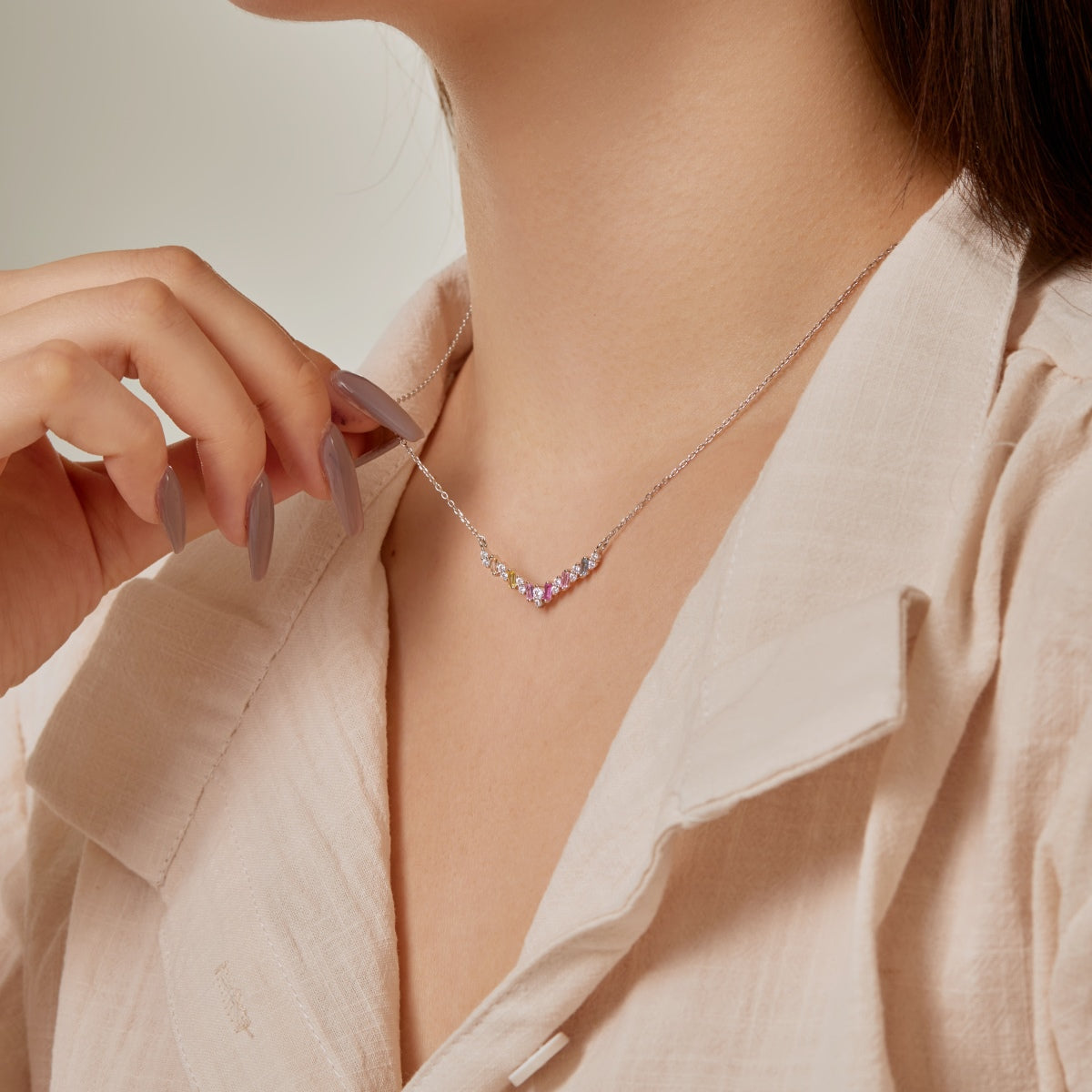 [baslovejewels]Schillernde Regenbogen-Halskette