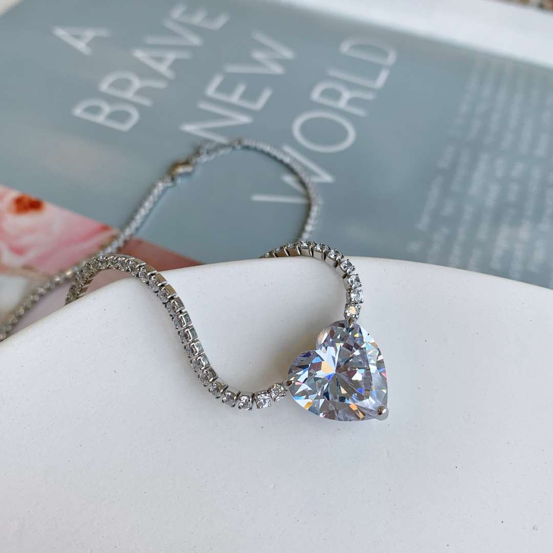 [baslovejewels]8.0カラットの多用途でカラフルなスイートハート型テニスネックレス