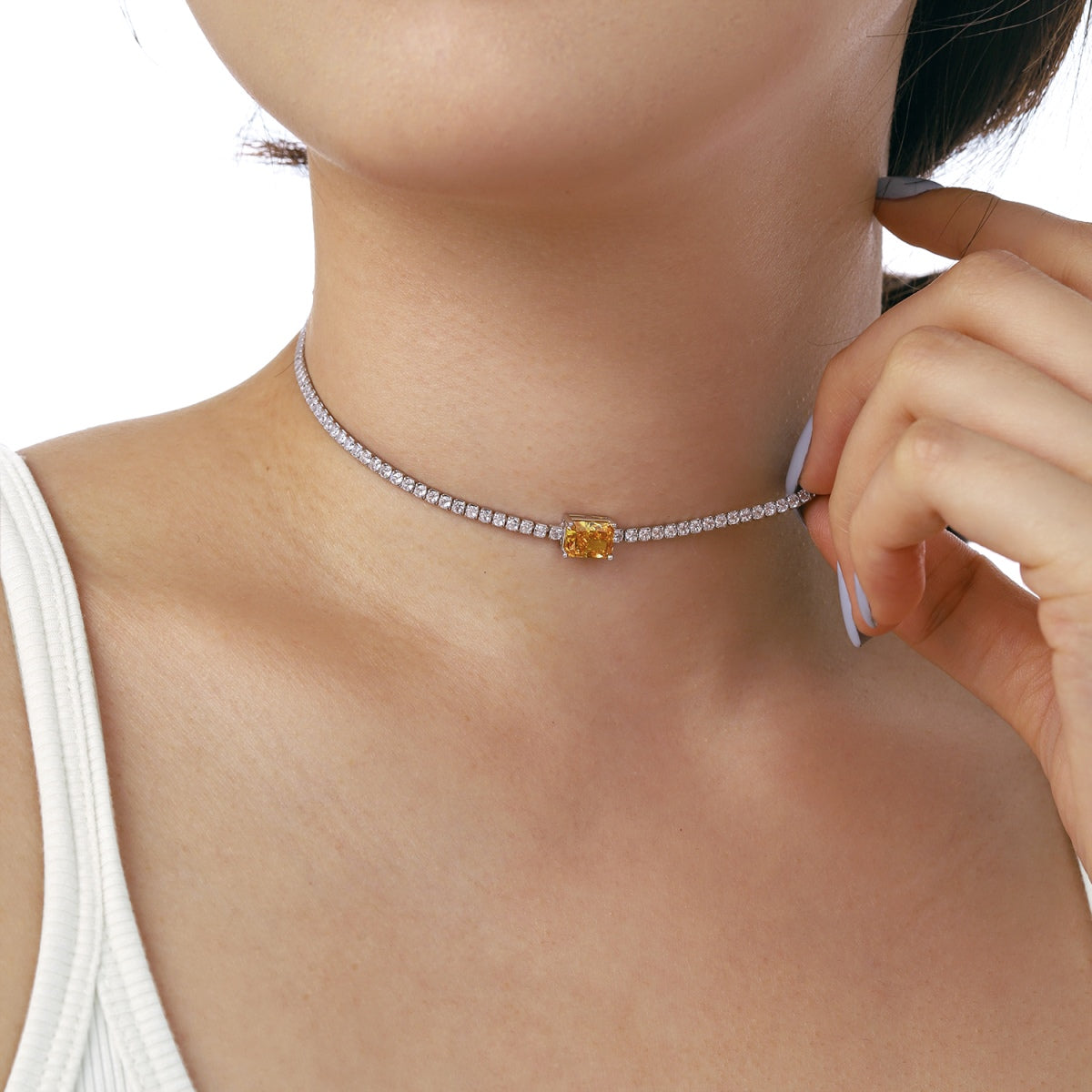 [baslovejewels]2,0 Karat verzierte Halskette im Smaragdschliff