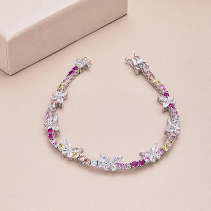 [baslovejewels]華やかでカラフルな蝶の形のラウンドカットのデイリーブレスレット