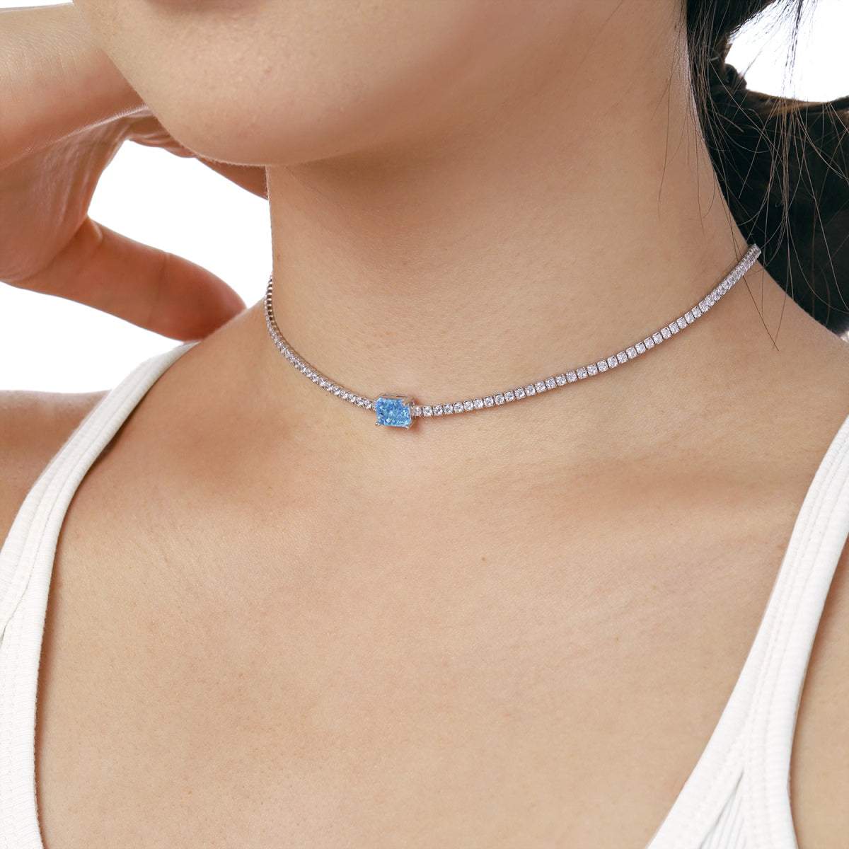 [baslovejewels]2,0 Karat verzierte Halskette im Smaragdschliff