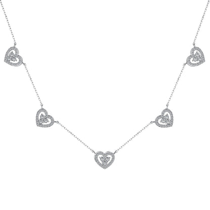 [baslovejewels]Funkelnde Halskette mit fünf Herzen