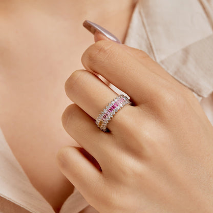 [baslovejewels]華やかなカラフルなラディアントカットのデイリーリング