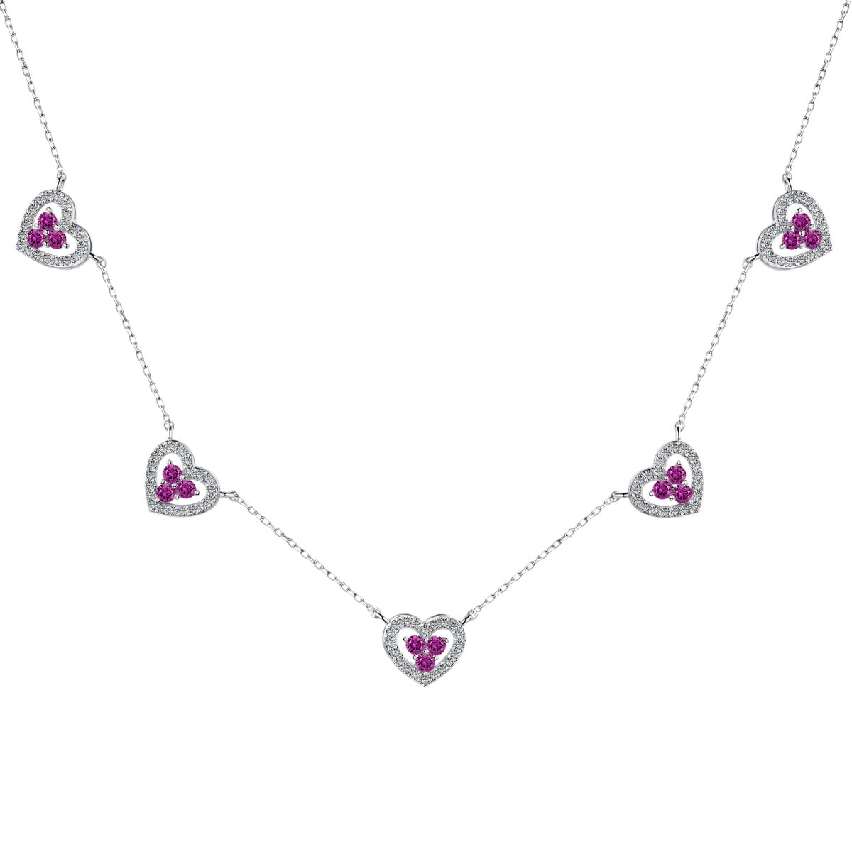 [baslovejewels]Funkelnde Halskette mit fünf Herzen