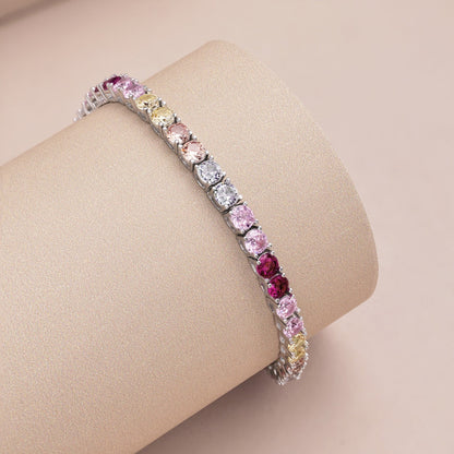 [baslovejewels]輝くカラフルなラウンドカットテニスブレスレット