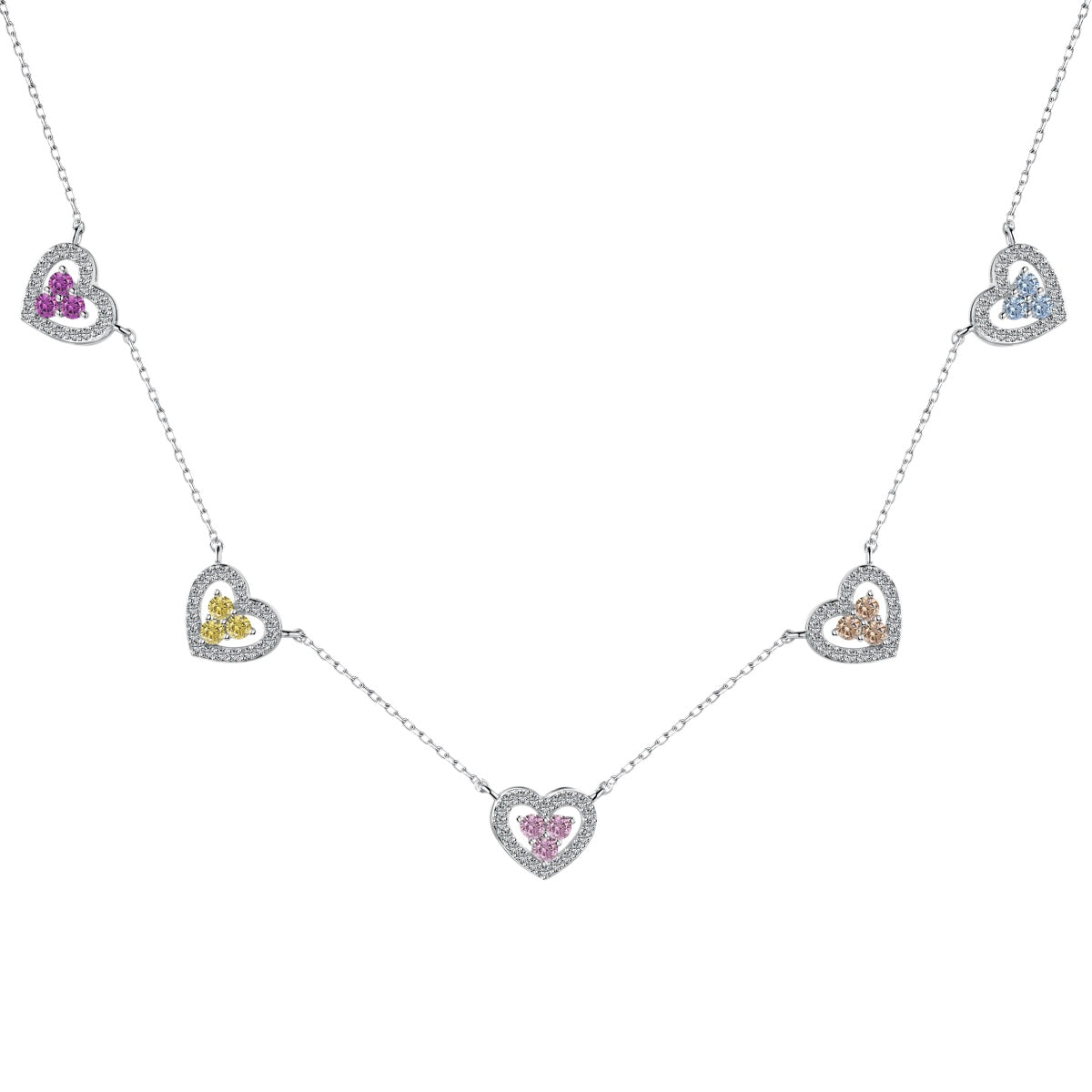 [baslovejewels]Funkelnde Halskette mit fünf Herzen