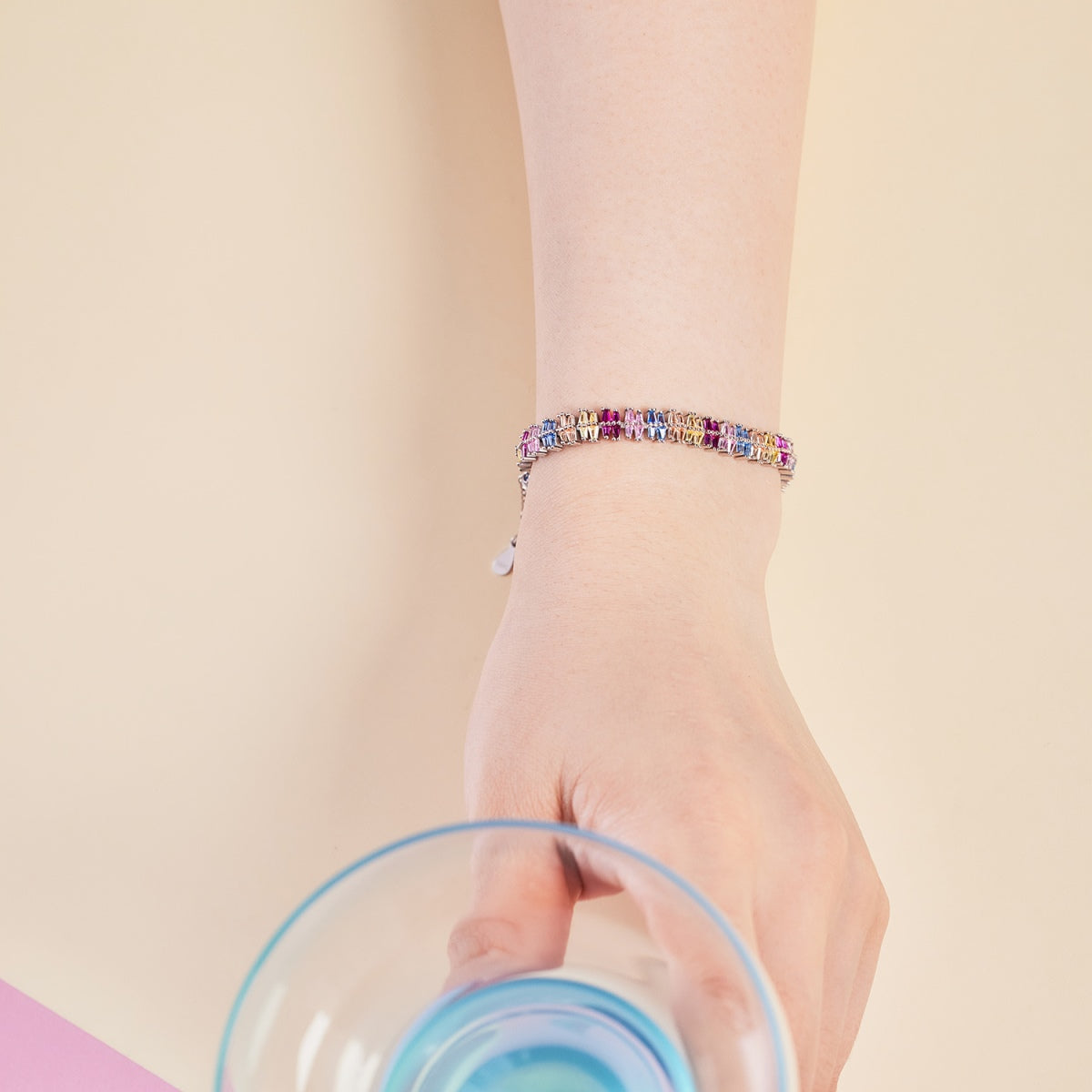 [baslovejewels]Funkelndes, exquisites Party-Armband mit mehreren Schliffarten