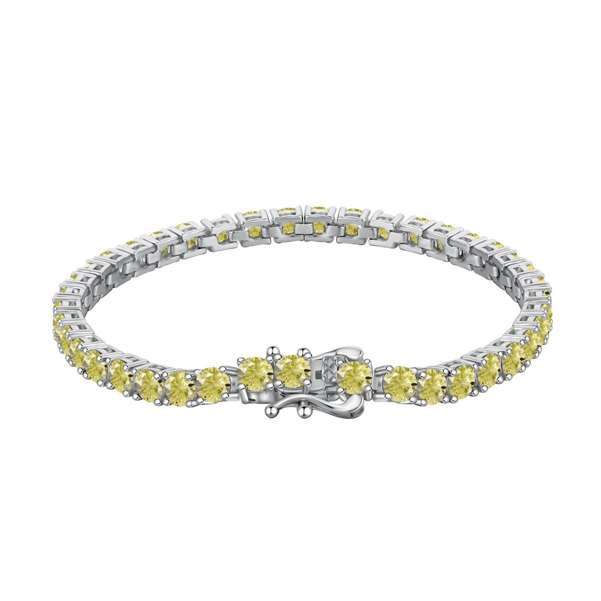 [baslovejewels] Verziertes, schillerndes Tennisarmband mit Rundschliff