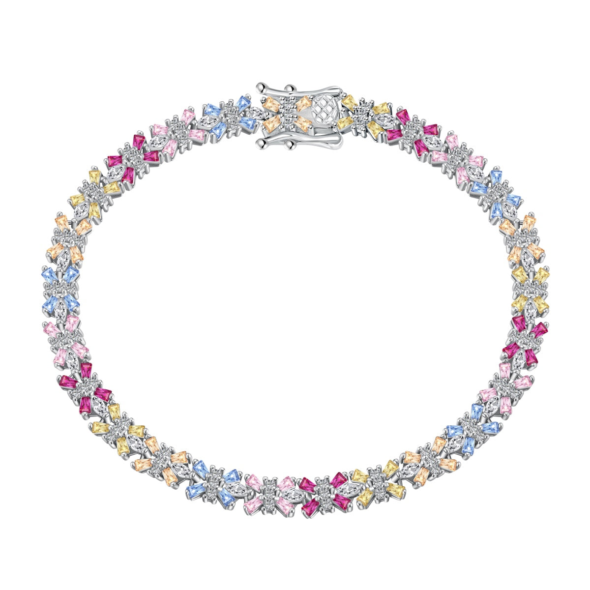 [baslovejewels] Strahlend buntes Party-Armband im Smaragdschliff