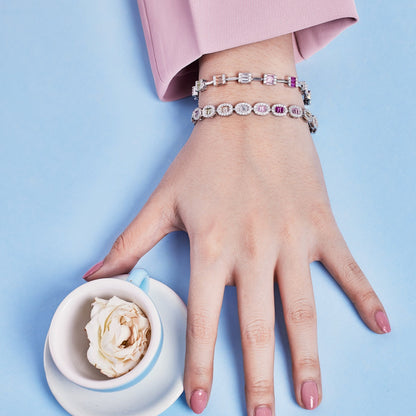 [baslovejewels]Exquisites, verziertes Smaragdschliff-Tagesarmband