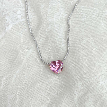 [baslovejewels]8.0カラットの多用途でカラフルなスイートハート型テニスネックレス