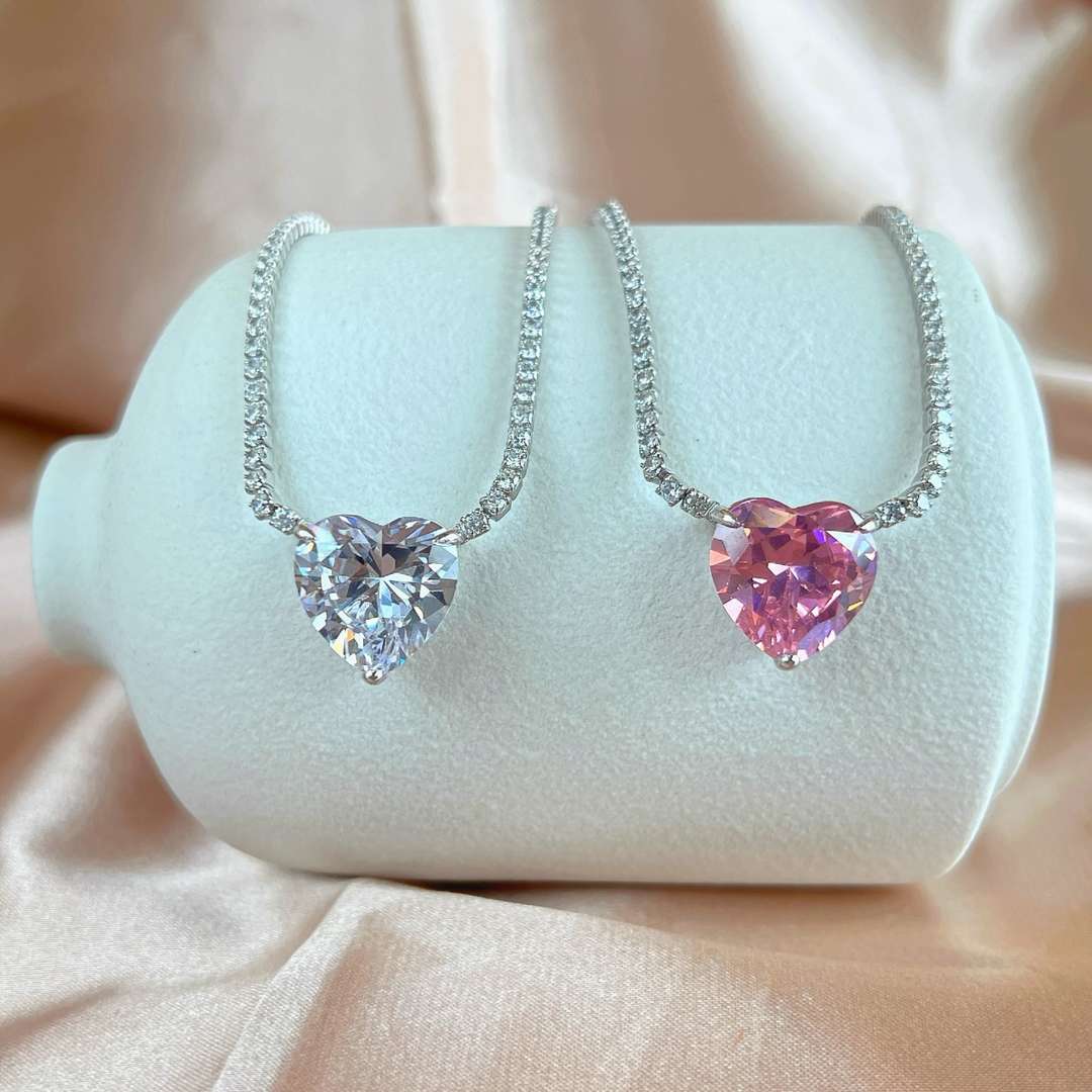 [baslovejewels]8.0カラットの多用途でカラフルなスイートハート型テニスネックレス