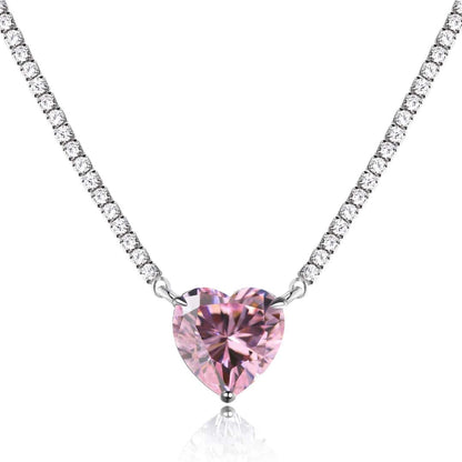[baslovejewels]8.0カラットの多用途でカラフルなスイートハート型テニスネックレス