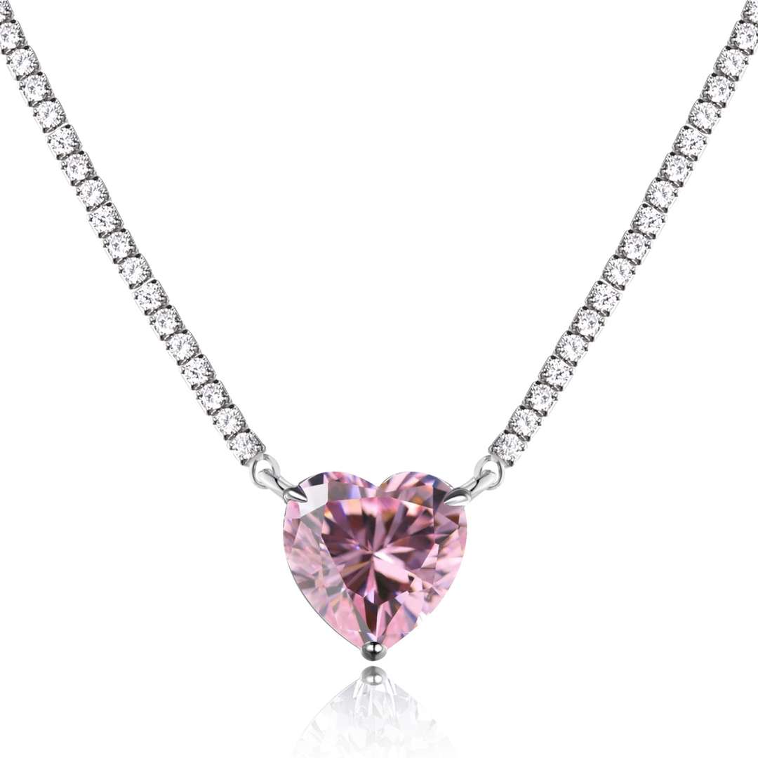 [baslovejewels]8.0カラットの多用途でカラフルなスイートハート型テニスネックレス