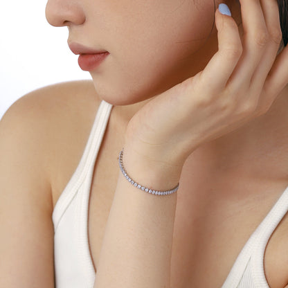 [baslovejewels]Schillerndes funkelndes Armband im Rundschliff für jeden Tag