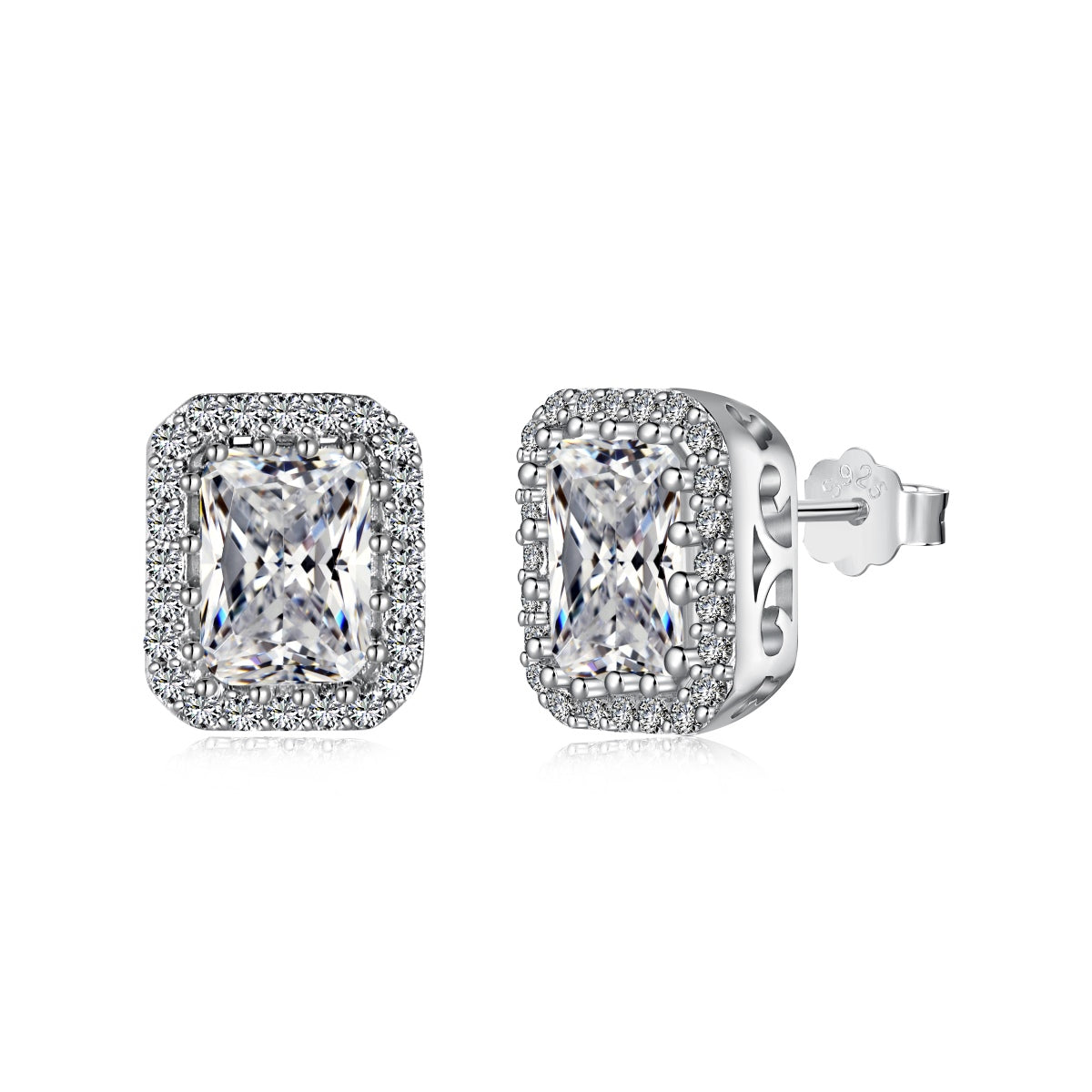 [baslovejewels]1.0カラットの贅沢で繊細なエメラルドカットのデイリーイヤリング