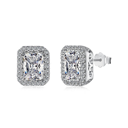[baslovejewels]1.0カラットの贅沢で繊細なエメラルドカットのデイリーイヤリング