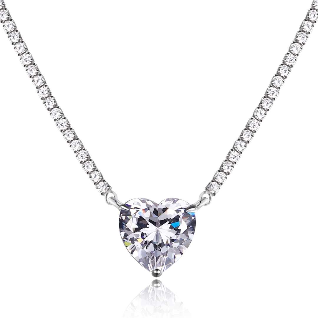 [baslovejewels]8.0カラットの多用途でカラフルなスイートハート型テニスネックレス