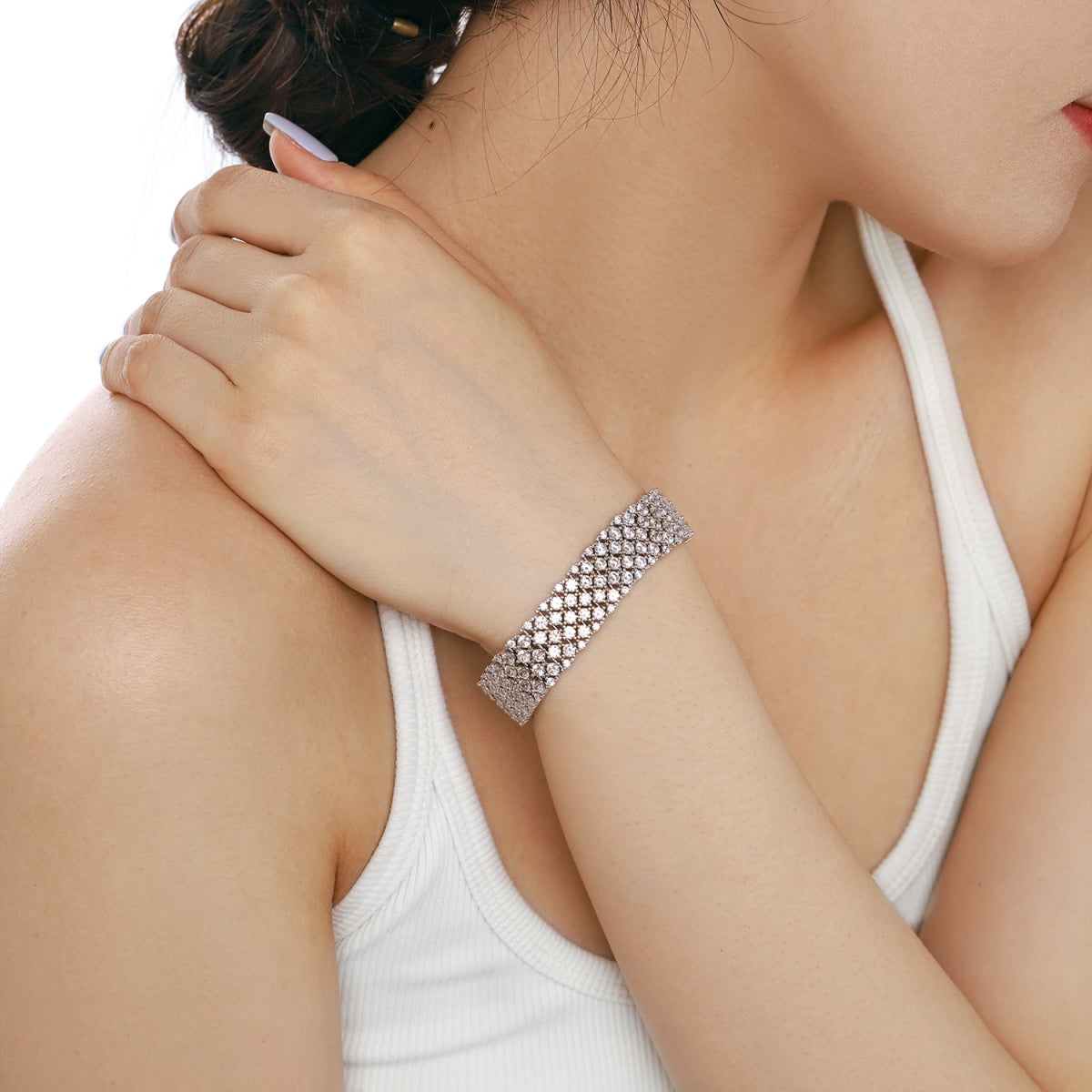 [baslovejewels]Verziertes, elegantes Party-Armband im Rundschliff