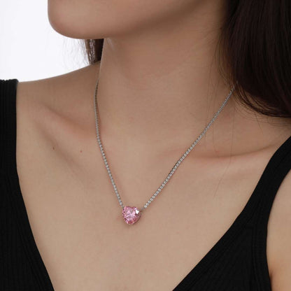 [baslovejewels]8.0カラットの多用途でカラフルなスイートハート型テニスネックレス