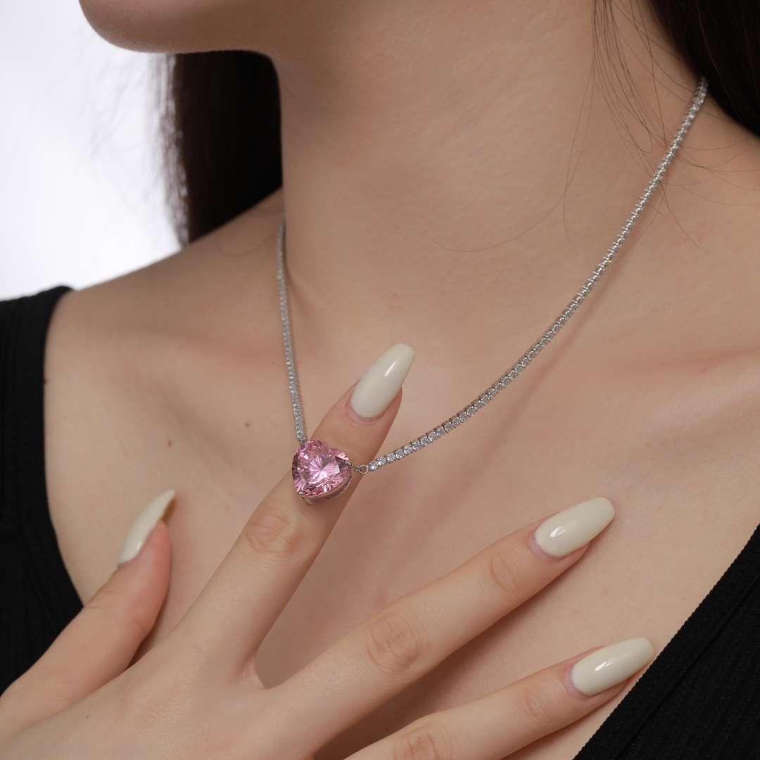 [baslovejewels]8.0カラットの多用途でカラフルなスイートハート型テニスネックレス