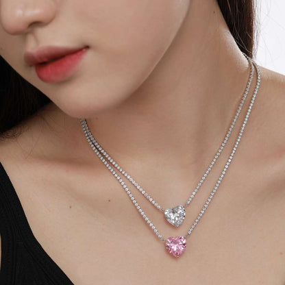 [baslovejewels]8.0カラットの多用途でカラフルなスイートハート型テニスネックレス