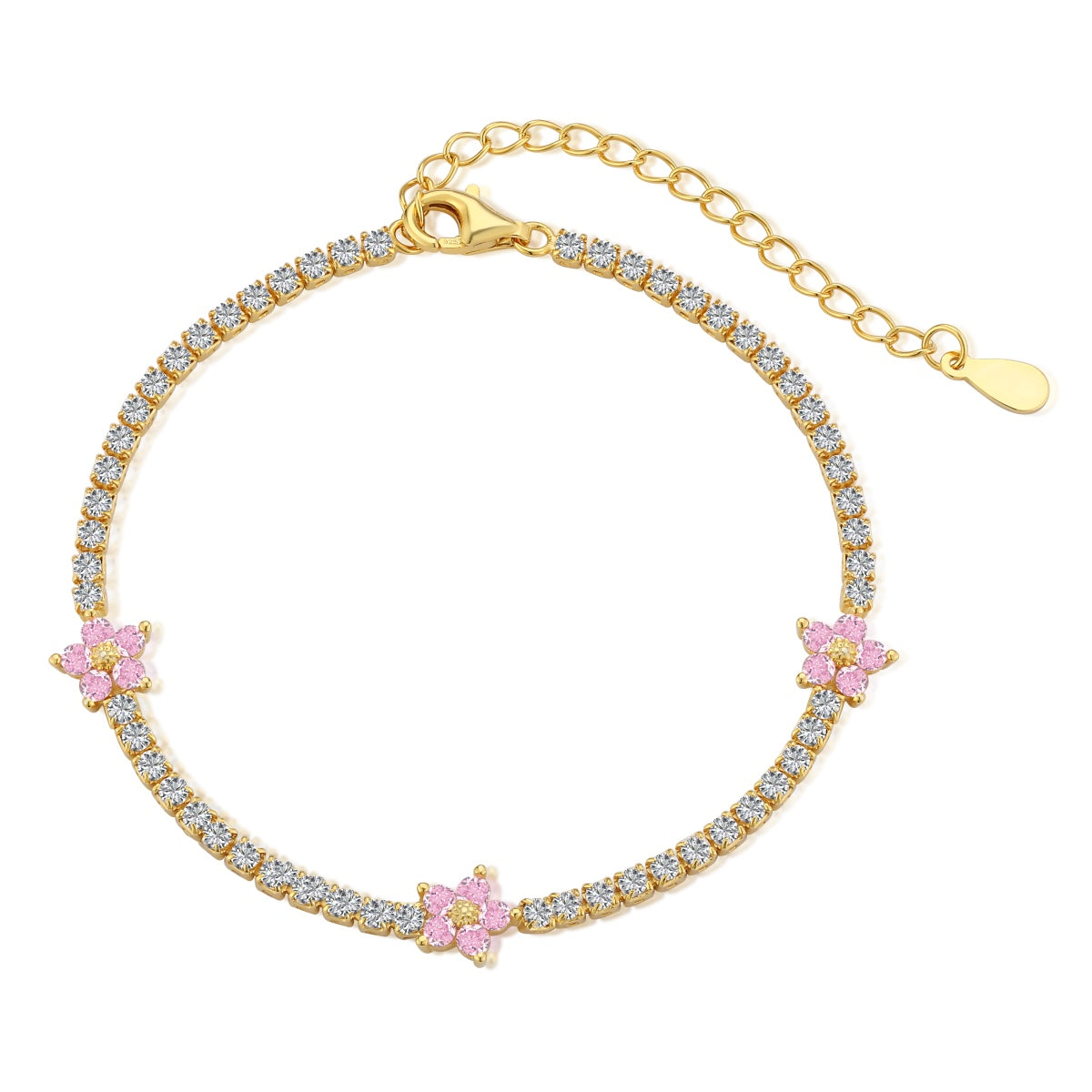 [baslovejewels]Funkelndes Tennisarmband in Blumenform
