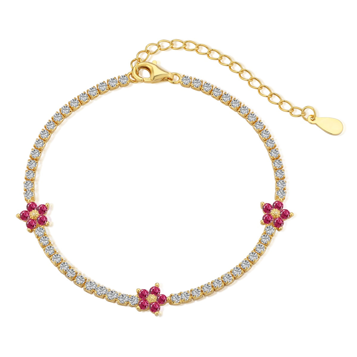 [baslovejewels]Funkelndes Tennisarmband in Blumenform