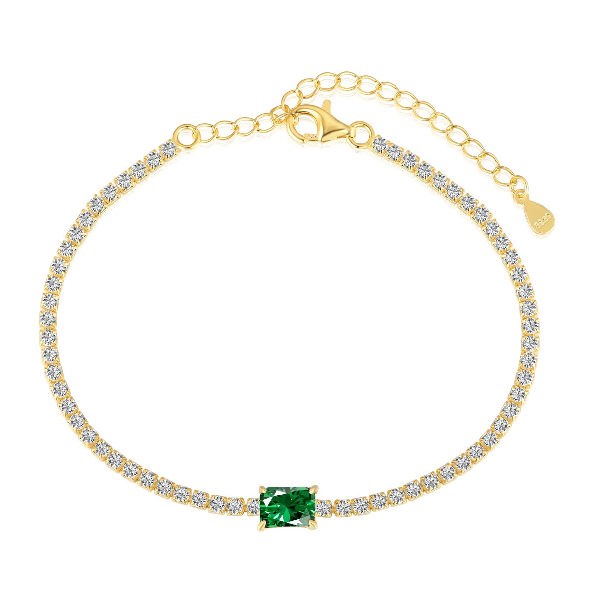 [baslovejewels]1,0 Karat einzigartiges Bankettarmband im Smaragdschliff