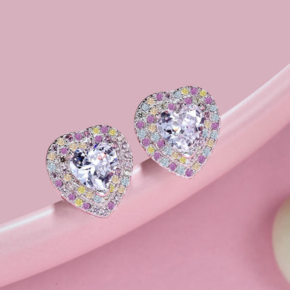 [baslovejewels]Schillernde herzförmige Liebhaber-Ohrringe