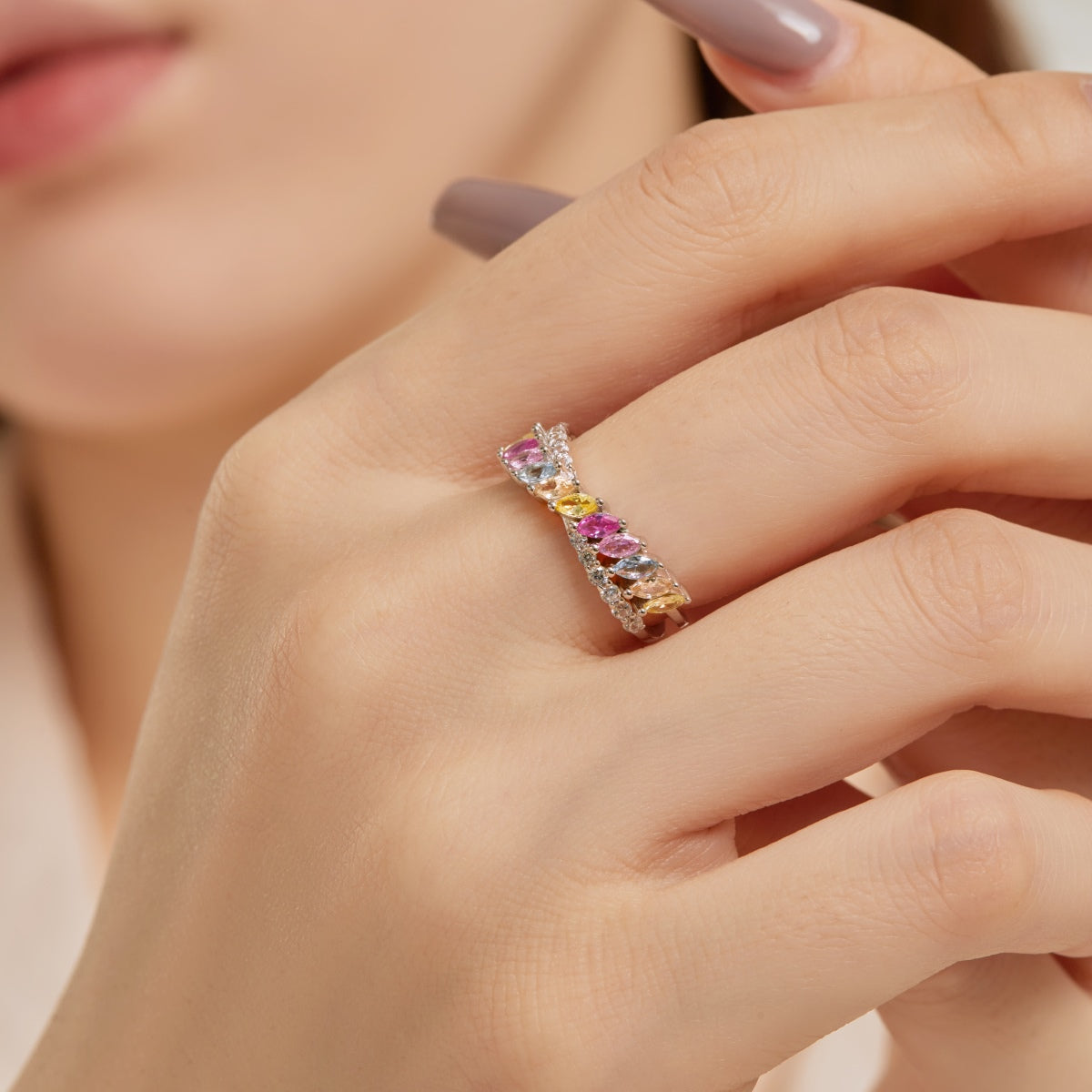 [baslovejewels]Unique Colorful Marquise Cut Daily Ring