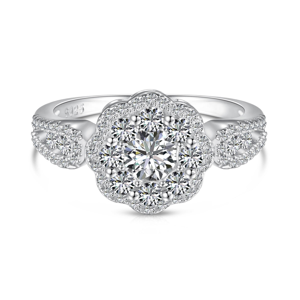 [baslovejewels]Delicate Colorful Round Cut Flower Shape Wedding Ring