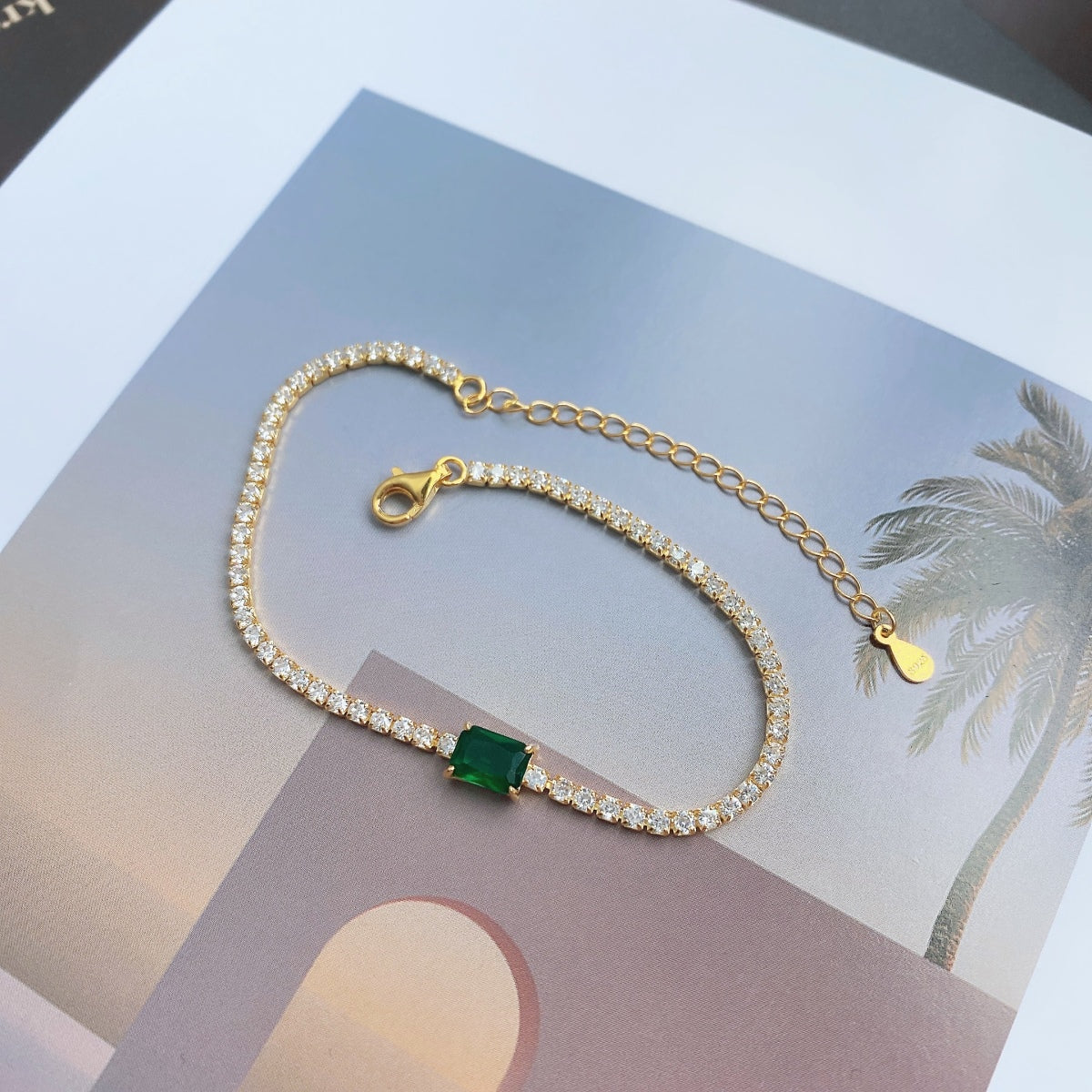 [baslovejewels]1,0 Karat einzigartiges Bankettarmband im Smaragdschliff