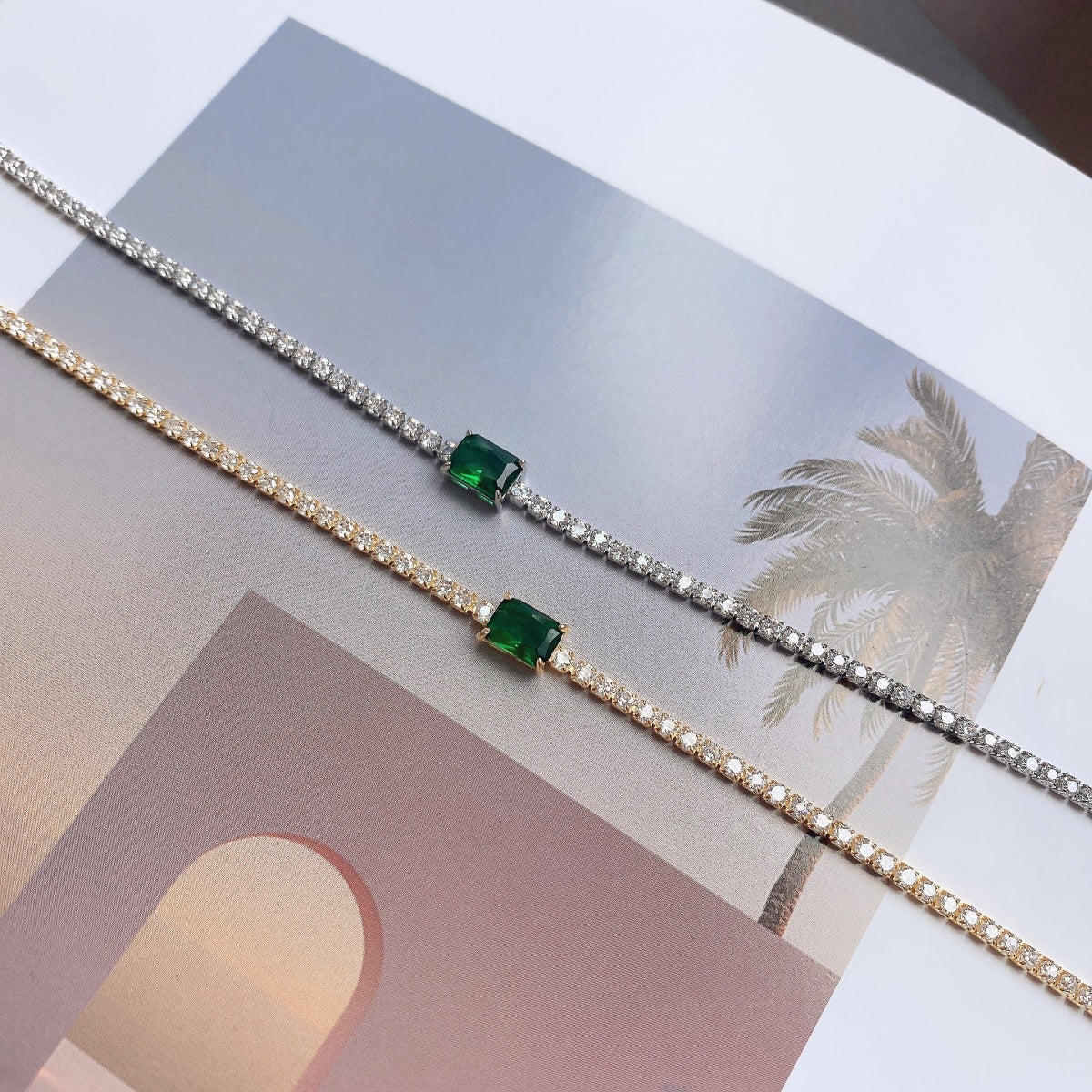 [baslovejewels]1,0 Karat einzigartiges Bankettarmband im Smaragdschliff