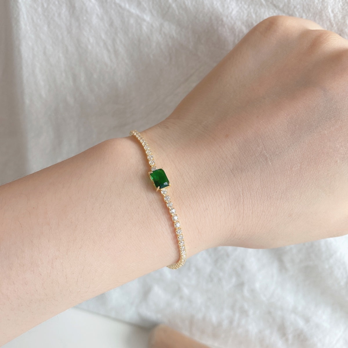[baslovejewels]1,0 Karat einzigartiges Bankettarmband im Smaragdschliff
