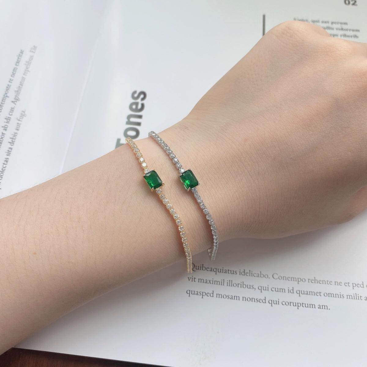 [baslovejewels]1,0 Karat einzigartiges Bankettarmband im Smaragdschliff