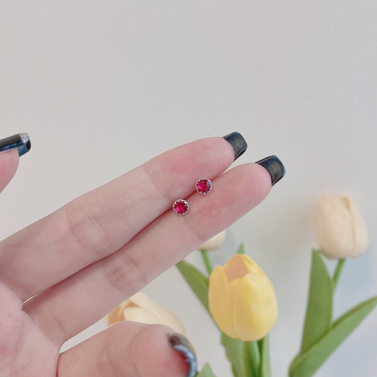 [baslovejewels]キラキラ輝くカラフルなラウンドシェイプイヤリング