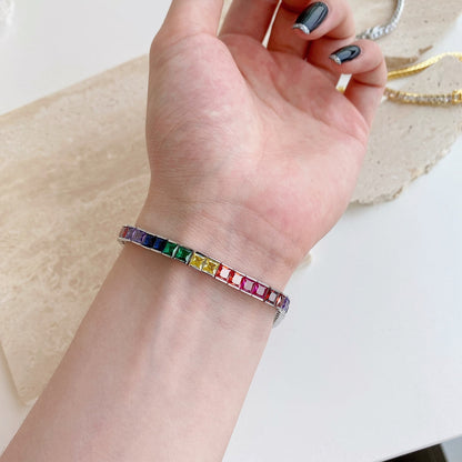 [baslovejewels]輝くカラフルなプリンセスカットテニスブレスレット