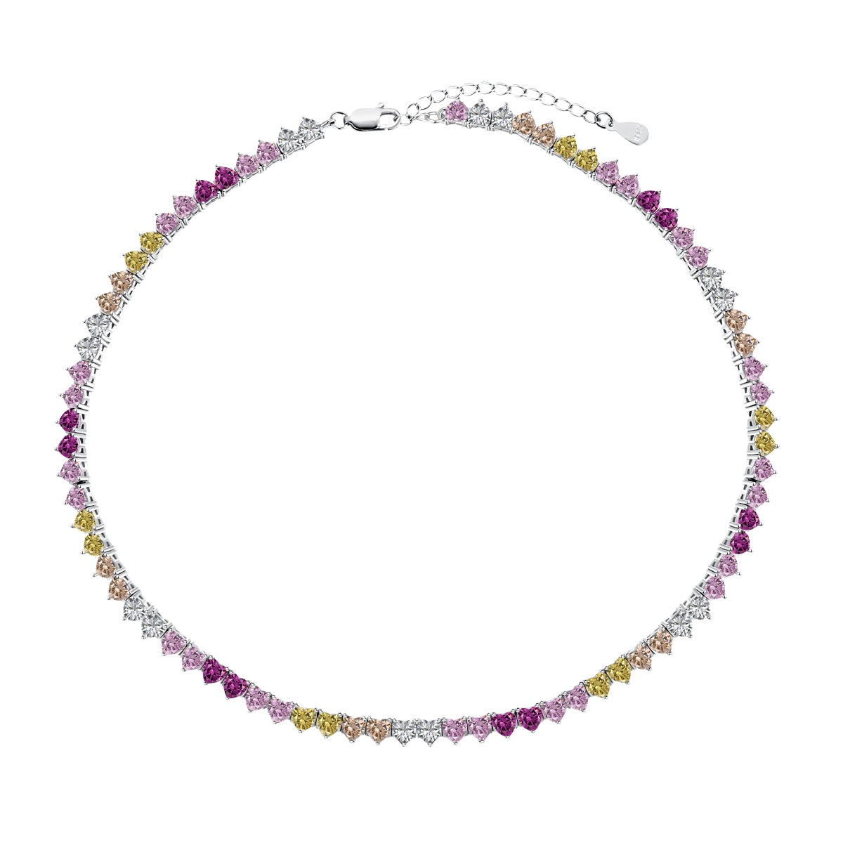 [baslovejewels] Funkelnde bunte Tennis-Halskette mit Herz