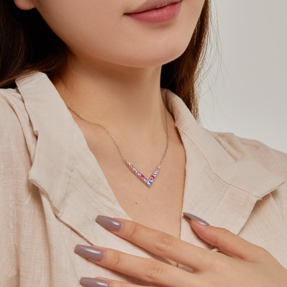 [baslovejewels]Verzierte Halskette mit Rundschliff
