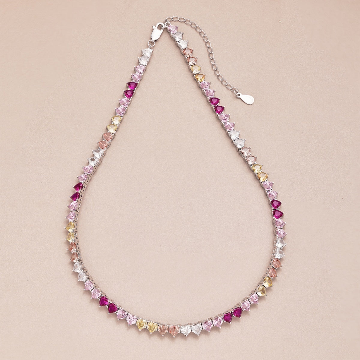 [baslovejewels] Funkelnde bunte Tennis-Halskette mit Herz