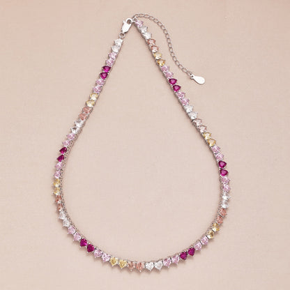 [baslovejewels] Funkelnde bunte Tennis-Halskette mit Herz