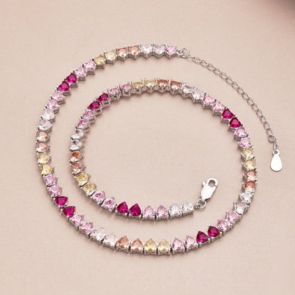 [baslovejewels] Funkelnde bunte Tennis-Halskette mit Herz