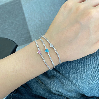 [baslovejewels]0.5カラットのエレガントでロマンチックなハート型ラバーブレスレット