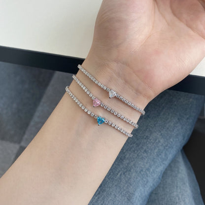 [baslovejewels]0.5カラットのエレガントでロマンチックなハート型ラバーブレスレット