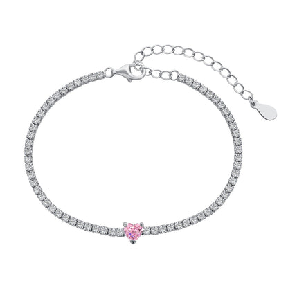 [baslovejewels]0.5カラットのエレガントでロマンチックなハート型ラバーブレスレット