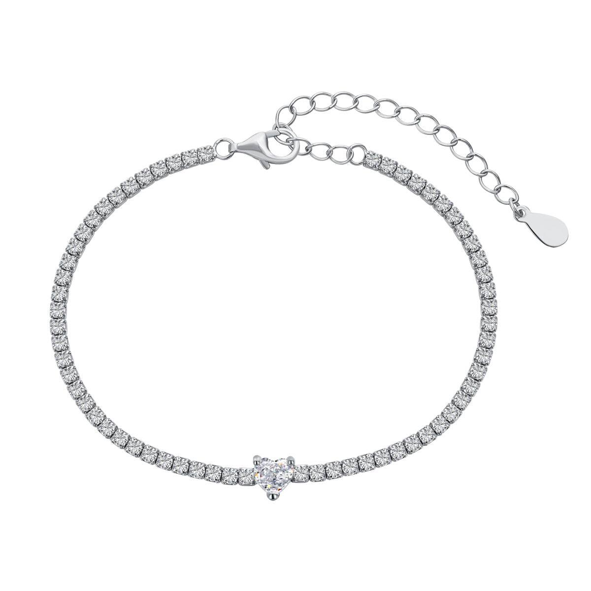 [baslovejewels]0.5カラットのエレガントでロマンチックなハート型ラバーブレスレット
